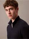 Calvin Klein Men's Tech Pique Quarter Zip Mock Neck Top In Dark Sapphire
