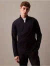 Calvin Klein Men's Tech Pique Quarter Zip Mock Neck Top In Blue