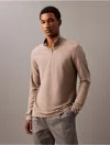 Calvin Klein Men's Tech Pique Quarter Zip Mock Neck Top In Driftwood