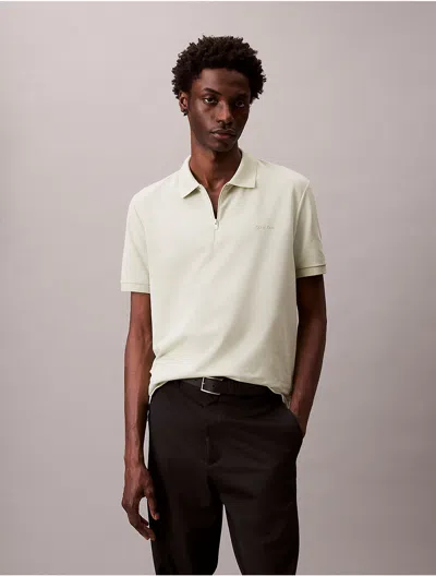 Calvin Klein Men's Tech Pique Zip Polo Shirt In Neutral