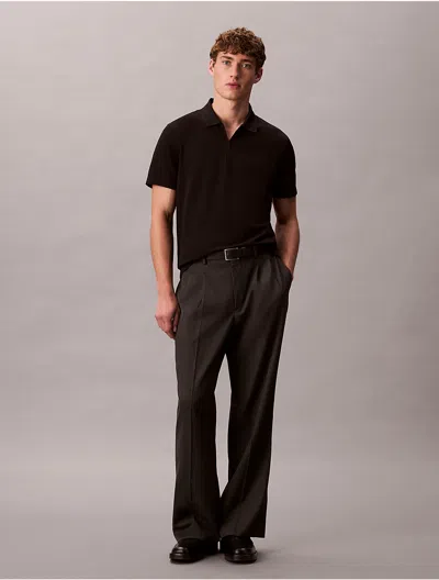 Calvin Klein Men's Tech Pique Zip Polo Shirt In Black
