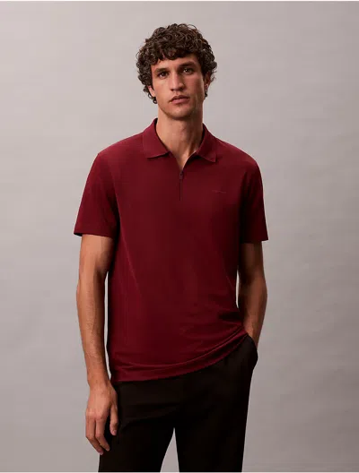Calvin Klein Men's Tech Pique Zip Polo Shirt In Red