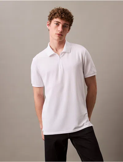 Calvin Klein Interlock Polo Shirt Short Sleeve Collar In White