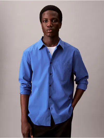 Calvin Klein Men's Tech Poplin Button-down Shirt In Blue