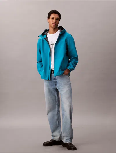 Calvin Klein Men's Tech Shell Hooded Jacket In Blue