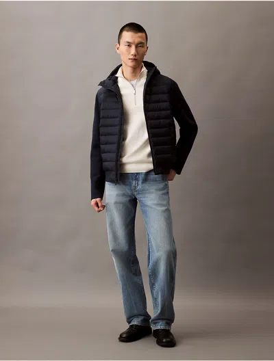 Calvin Klein Men's Tech Shell Hooded Jacket In Dark Sapphire