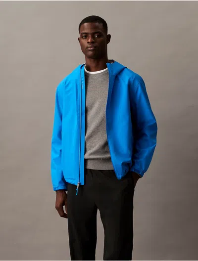 Calvin Klein Men's Tech Shell Hooded Jacket In French Blue