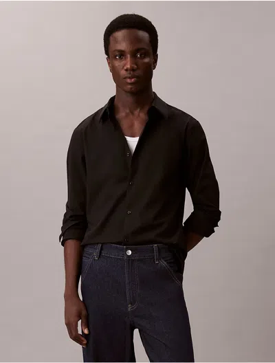 Calvin Klein Men's Tech Stretch Slim Button-down Shirt In Brown