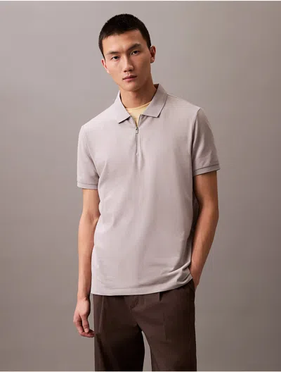 Calvin Klein Men's Tech Zip Polo Shirt In Flint Gray