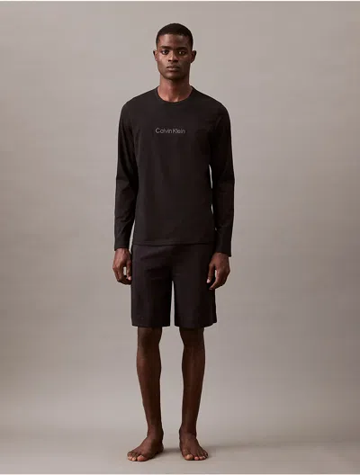 Calvin Klein Men's Terry Lounge Sleep Shorts In Black