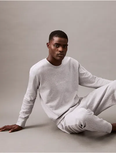 Calvin Klein Men's Terry Lounge Sweatshirt In Medium Grey Heather