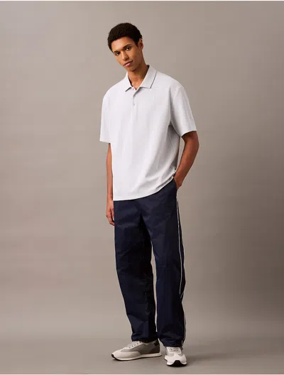Calvin Klein Men's Textured Flat Rib Relaxed Polo Shirt In Gray Dawn
