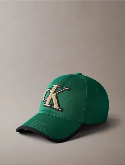 Calvin Klein Men's Textured Monogram Baseball Cap In Green
