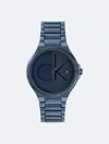 Calvin Klein Men's Textured Monogram Logo Dial Silicone Strap Watch In Blue
