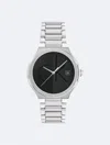 Calvin Klein Men's Textured Monogram Logo Dial Silicone Strap Watch In Black