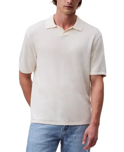 Calvin Klein Men's Textured Pullover Open-collar Polo Shirt In Tofu