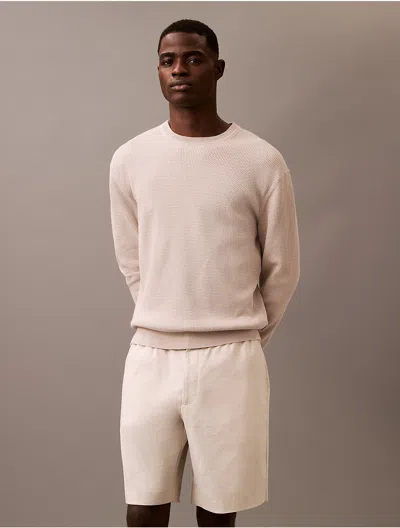 Calvin Klein Men's Textured Relaxed Sweater In Silver Cloud