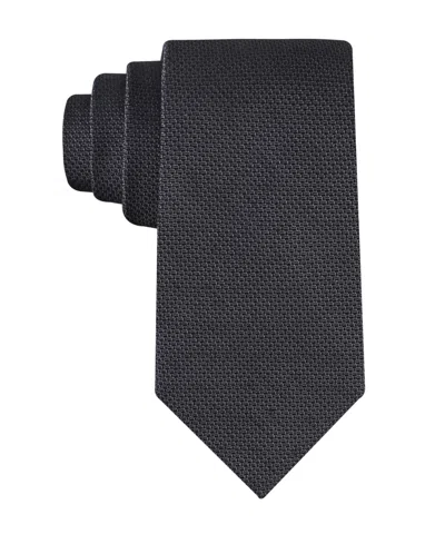 Calvin Klein Men's Textured Solid Silk & Linen Blend Tie In Black