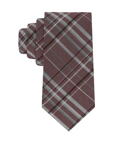 Calvin Klein Men's Theodore Plaid Pattern Tie In Brown