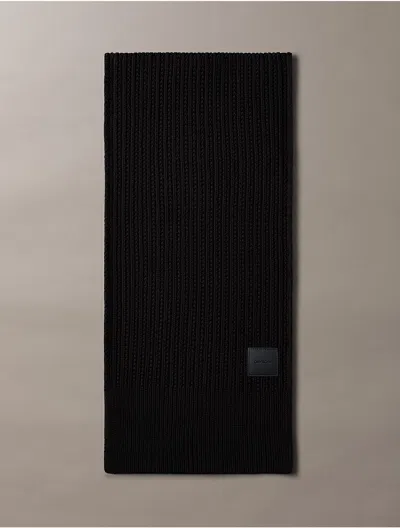 Calvin Klein Men's Thermal Stitch Scarf In Black