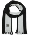 Calvin Klein Men's Thick Wool Blend Side Stripe Logo Scarf In Tawny Port Black