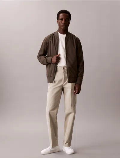 Calvin Klein Men's Tipped Matte Bomber Jacket In Gray