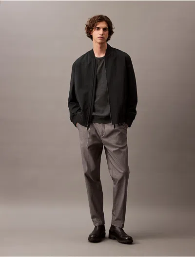 Calvin Klein Men's Tropical Wool Blend Bomber Jacket In Black