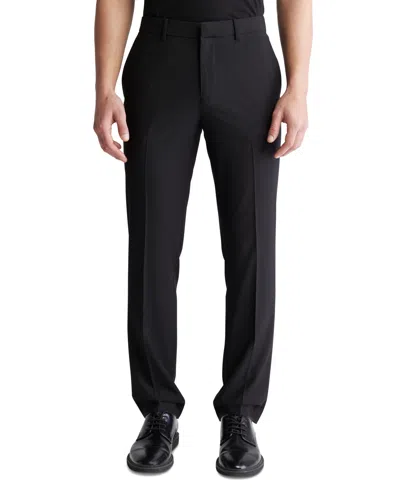 Calvin Klein Men's Tropical Wool-blend Slim-fit Pants In Black Beauty