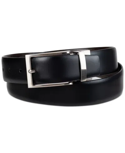 Calvin Klein Men's Two-in-one Feather Edge Reversible Dress Belt In Black,brown