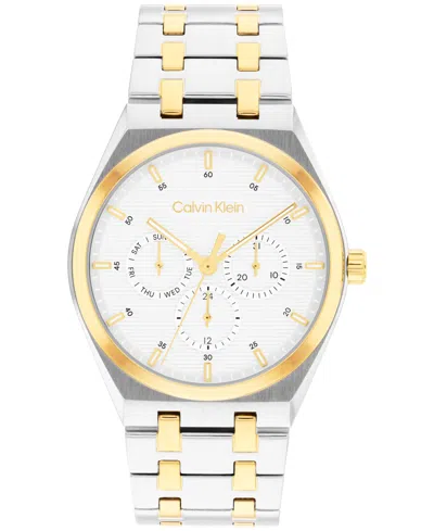 Calvin Klein Men's Two Tone Stainless Steel Bracelet Watch, 39mm In Gold