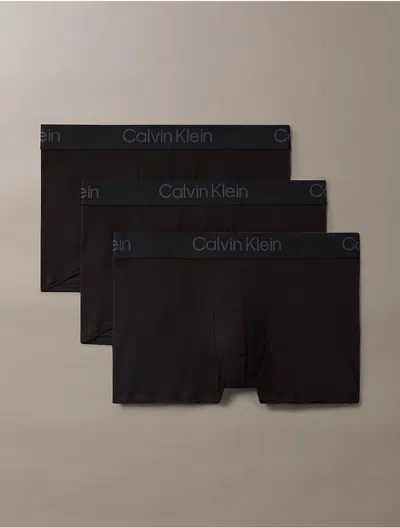 Calvin Klein Men's Ultra Soft Modal 3-pack Trunk In Black