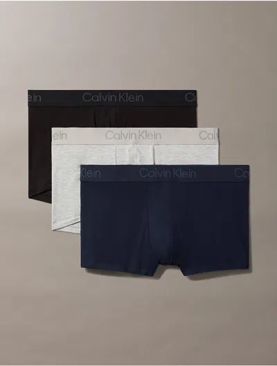 Calvin Klein Men's Ultra Soft Modal 3-pack Trunk In Shoreline / Oatmeal Heather / Saltwater