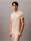 Calvin Klein Men's Ultra Soft Modal Henley Sleep T-shirt In Oatmeal Heather