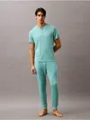 Calvin Klein Men's Ultra Soft Modal Henley Sleep T-shirt In Saltwater Aqua