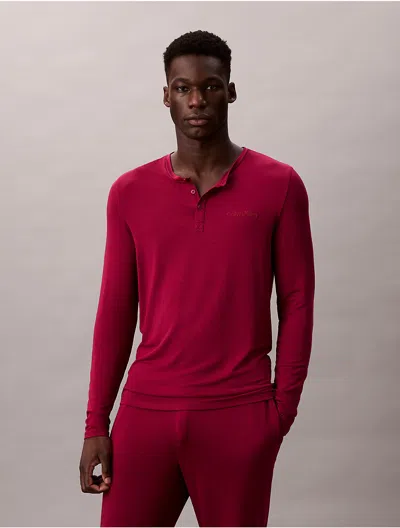 Calvin Klein Men's Ultra Soft Modal Henley Sleep Top In Red
