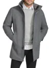Calvin Klein Walking Wool Blend Coat With Faux Fur Trim In Charcoal