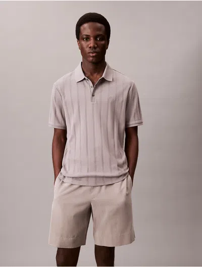 Calvin Klein Men's Variegated Rib Classic Polo Shirt In Gray