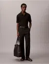 Calvin Klein Men's Variegated Rib Classic Polo Shirt In Black