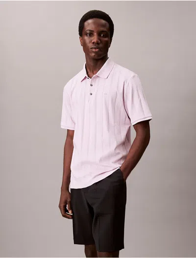 Calvin Klein Men's Variegated Rib Classic Polo Shirt In Purple