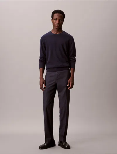 Calvin Klein Men's Viscose Blend Check Slim Trouser In Blue