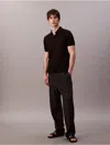 Calvin Klein Men's Waffle Knit Classic Polo Shirt In Black