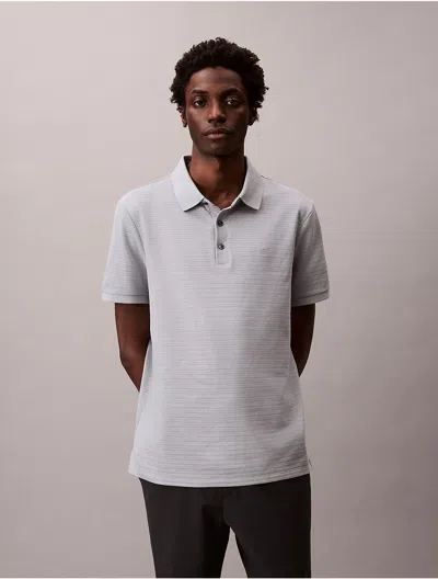 Calvin Klein Men's Waffle Knit Classic Polo Shirt In Gray