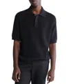 Calvin Klein Men's Linen Blend Classic Polo Shirt In Black Beauty
