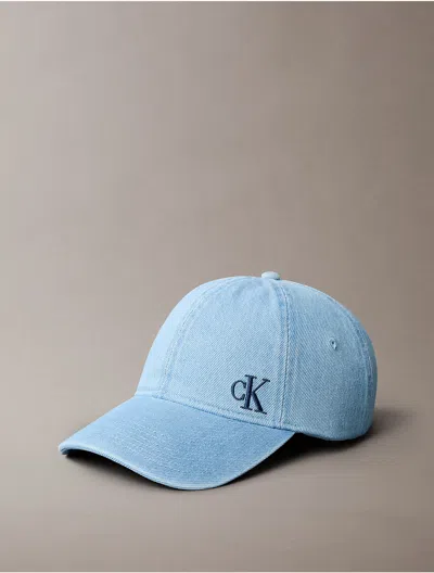 Calvin Klein Men's Washed Denim Embroidered Logo Baseball Cap In Blue