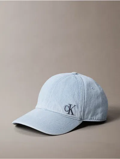 Calvin Klein Men's Washed Denim Embroidered Logo Baseball Cap