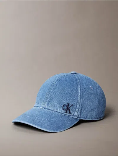 Calvin Klein Men's Washed Denim Embroidered Logo Baseball Cap