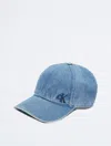 Calvin Klein Men's Washed Denim Embroidered Logo Baseball Cap In New Blue