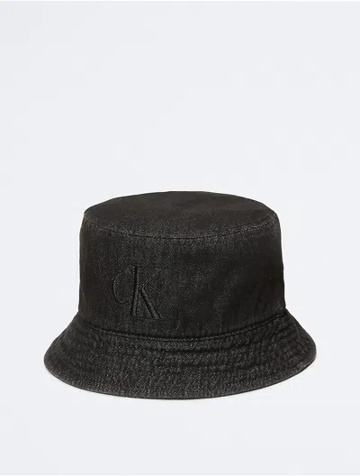 Calvin Klein Men's Washed Denim Embroidered Logo Bucket Hat
