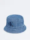 Calvin Klein Men's Washed Denim Embroidered Logo Bucket Hat In Blue Denim