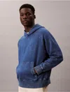 Calvin Klein Men's Washed Fleece Relaxed Hoodie In Blue